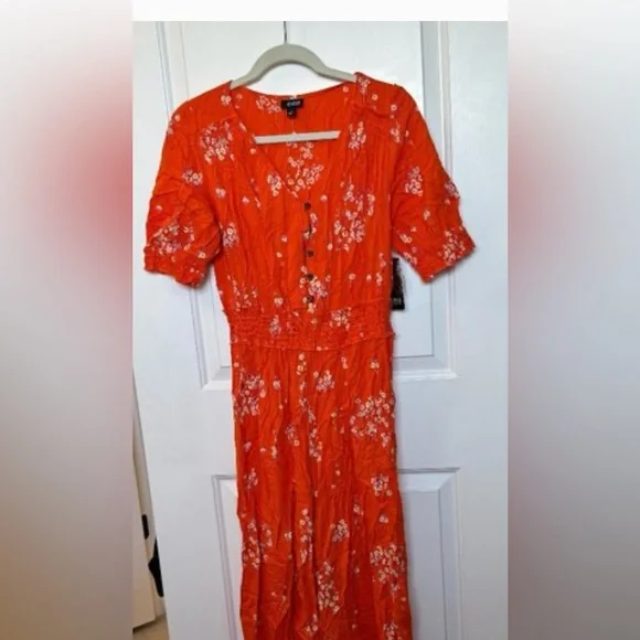 a.n.a Orange Floral Jumper Size Medium - Picture 2 of 8